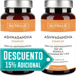 Nutralie Ashwagandha Con B6 + B12 Y Rodiola Ansiedad 60 Cápsulas + 60 Cápsulas Duplo Promocion