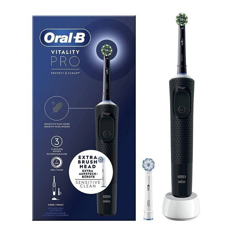 Oral B Cepillo Eléctrico Vitality Pro Negro con 2 Cabezales Oral B Cepillo Eléctrico Vitality Pro Negro con 2 Cabezales