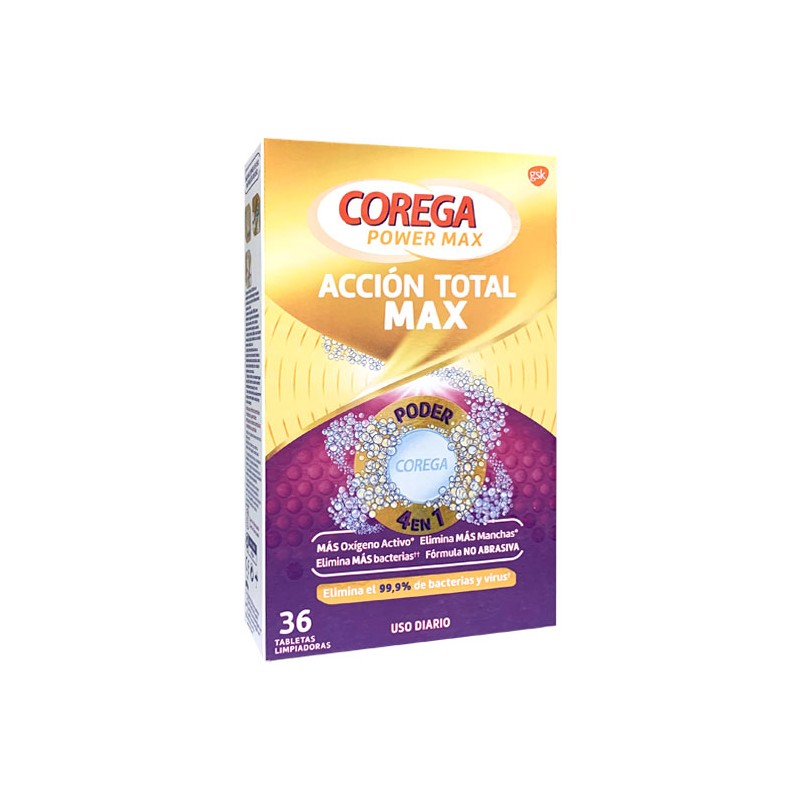 Corega Acción Total Max Tabletas Limpieza de Prótesis 36 Comprimidos Corega Acción Total Max Tabletas Limpieza de Prótesis 36 Comprimidos