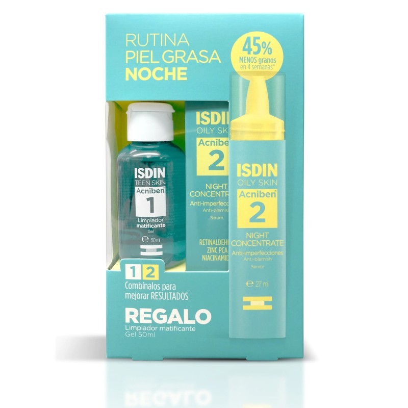 Pack Isdin Acniben Night Concentrate Sérum 27 ml + Gel Limpiador 50ml