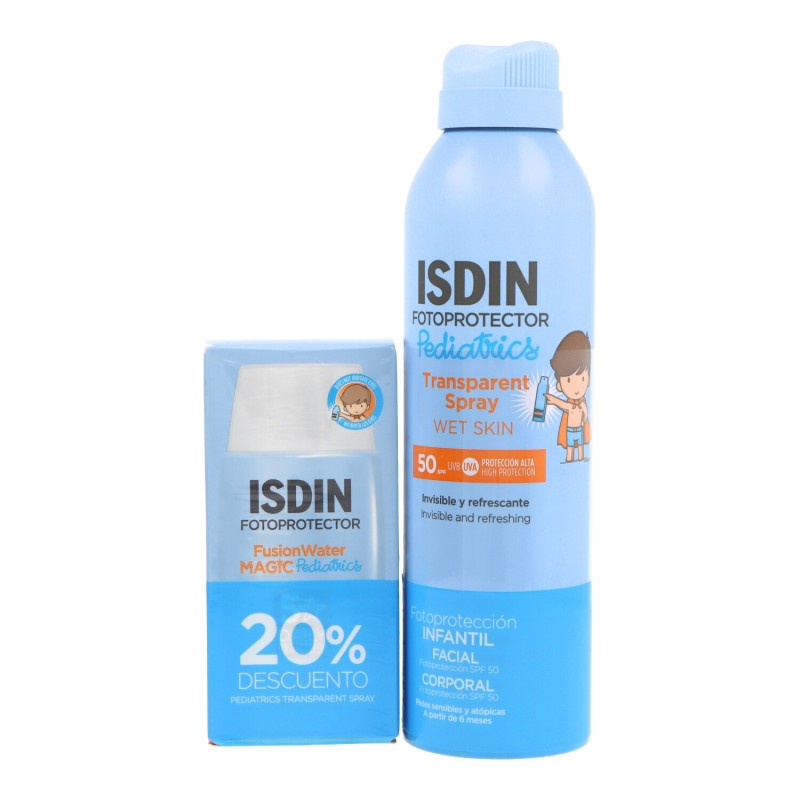 Pack Fotoprotector Isdin Fusion Water Pediatrics SPF50 50ml + Wet Skin Pediatrics Spf50 250ml