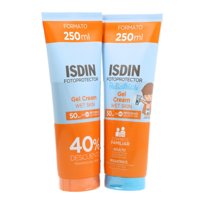 Pack Fotoprotector Isdin Gel Crema SPF50 250ml + Pediatrics Gel Crema SPF50 250ml