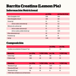 ingredientes Nutrisport Barritas Creatina Lemon Pie 18 Unidades