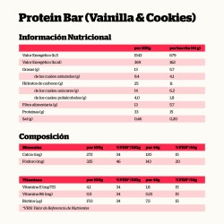 ingredientes Nutrisport Barritas Proteicas Vainilla Cookies 24 Unidades