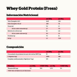 ingredientes Nutrisport Proteina Whey Gold Protein Fresa 500g