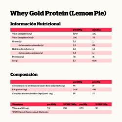 ingredientes Nutrisport Proteina Whey Gold Protein Lemon Pie 500g
