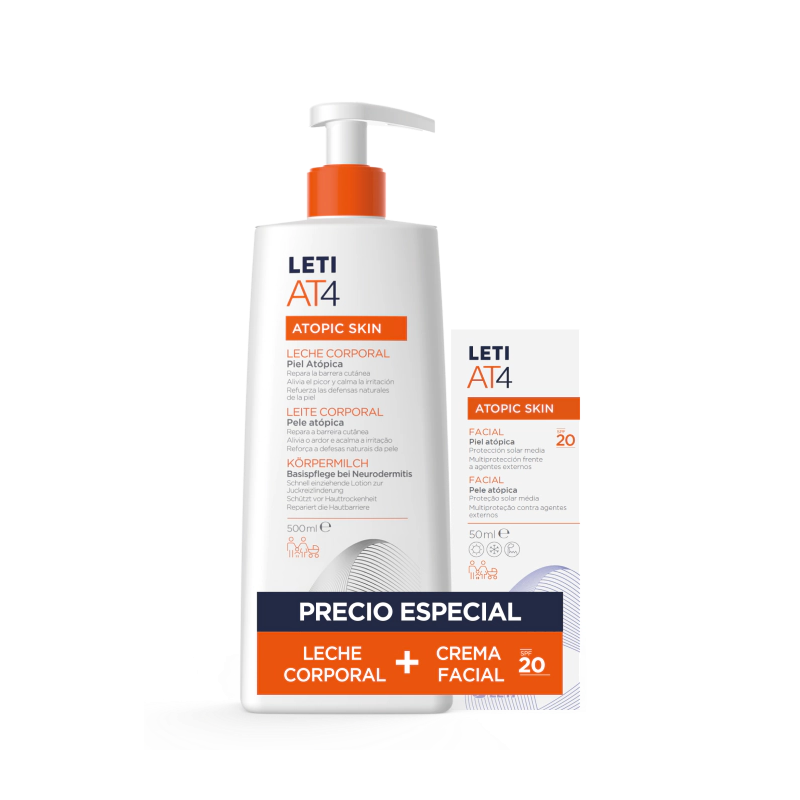 Leti At4 Leche Corporal 500ml + Crema Facial SPF20 50ml