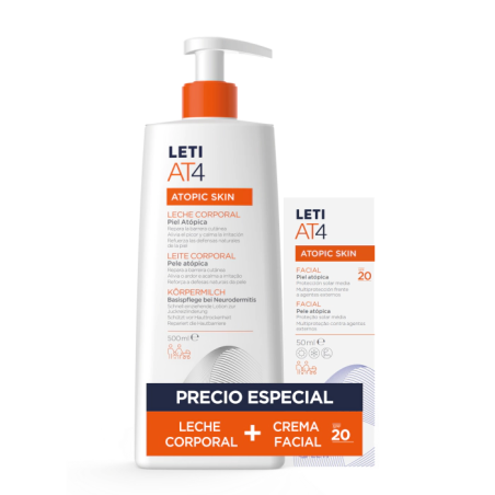 Leti At4 Leche Corporal 500ml + Crema Facial SPF20 50ml