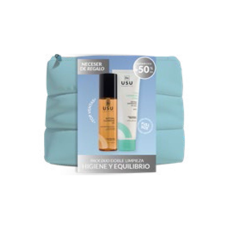 Usu Cosmetics Aceite Desmaquillante Natural 100ml + Espuma Limpiadora con Cica Ph 5.5 120ml + Neceser