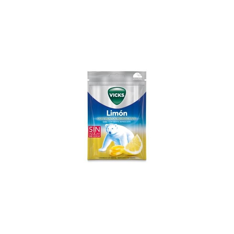 Vicks Praims Caramelos Limón con Mentol Refrescante Sin Azúcar 72gr