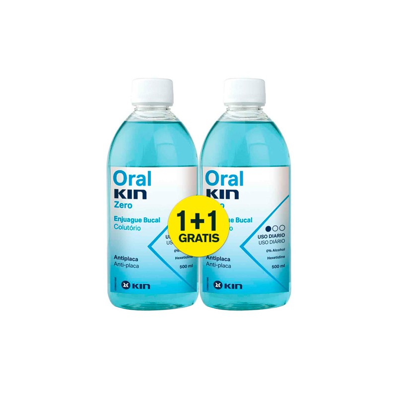 Oral Kin Zero Enjuague Bucal Antiplaca Duplo 500ml + 500ml