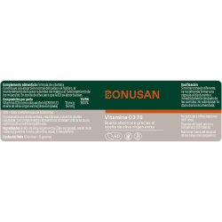 ingredientes Bonusan  Vitamina D3 75 mcg / 3000 UI 60 Perlas