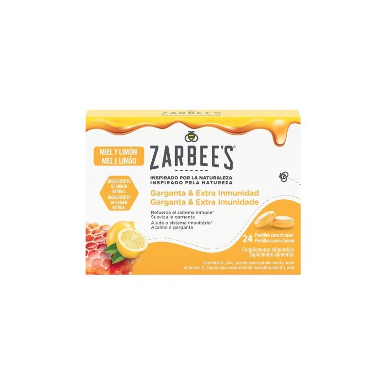 Zarbee's Miel y Limón Garganta & Extra Inmunidad 24 pastillas