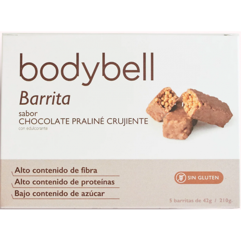 Bodybell Barritas Chocolate Praliné Crujiente 5 Uds Sin Gluten