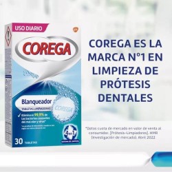 Corega Blanqueador 30 Tabletas Limpiadoras