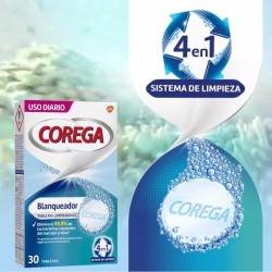 Corega Blanqueador 30 Tabletas Limpiadoras