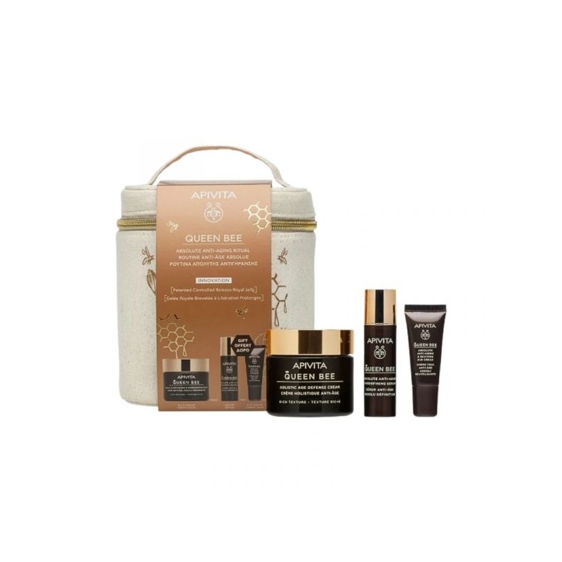 Apivita Neceser Queen Bee Crema Rica 50ml + Serum 10ml + Contorno de Ojos 5ml