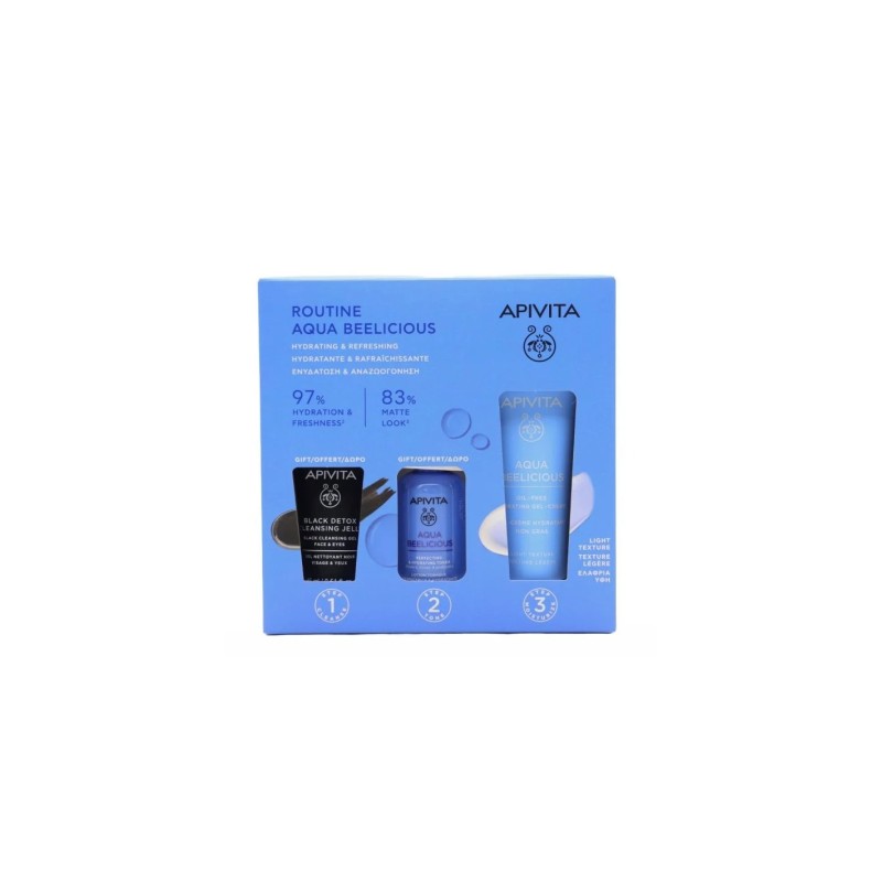 Apivita Pack Aqua Beelicious Crema Oil-Free Gel-Crema 40ml + Aqua Beelicious Loción Tónica 50ml + Black Detox 15ml