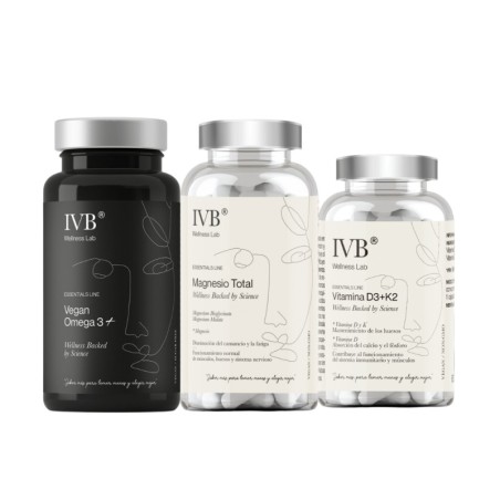IVB Esenciales Magnesio Total 60 Cápsulas + Vegan Omega 3+ 60 Cápsulas + Vitamina D3+K2 60 Cápsulas