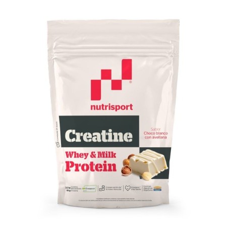 Nutrisport Creatina Whey & Milk Protein Choco Blanco Avellana 500g