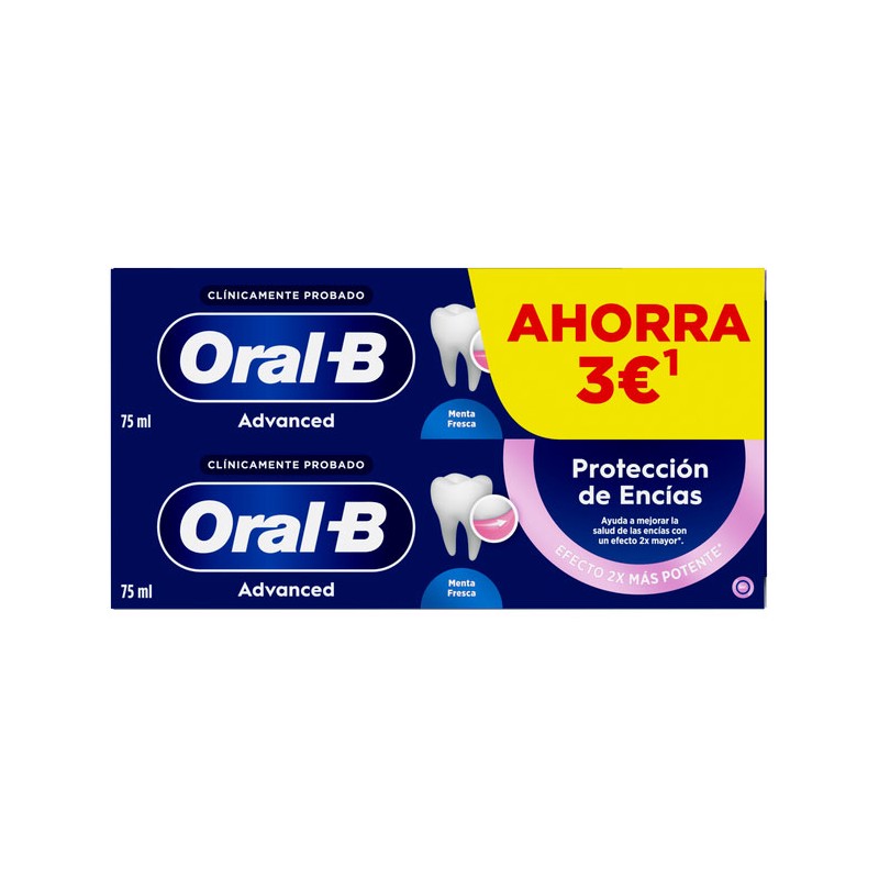 Oral B Advanced Protección de Encías Menta Fresca Duplo 75ml + 75ml Oral B Advanced Protección de Encías Menta Fresca Duplo 75ml + 75ml