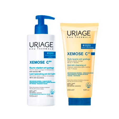 Uriage XEMOSE C8+ Bálsamo relipidizante anti-picor 500ml + XÉMOSE C8+ Aceite Limpiador Calmante 200ml