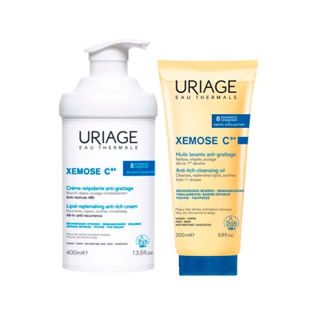 Uriage Pack XÉMOSE C8+ Crema Relipidizante Anti-irritaciones 400ml + XÉMOSE C8+ Aceite Limpiador Calmante 200ml