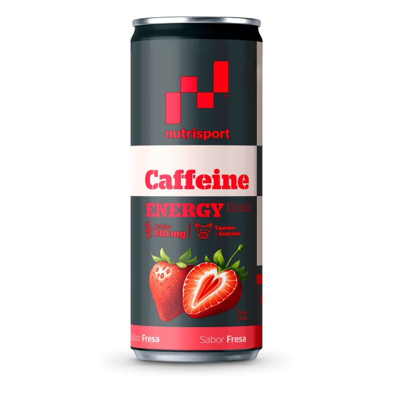 Nutrisport Caffeine Energy Drink Fresa 140mg Cafeína 330ml 12 Latas