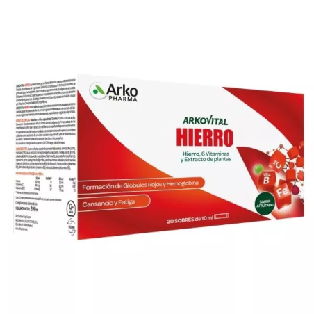 Arkovital Hierro 20 Sticks de 10ml Con 6 Vitaminas y Extractos Vegetales