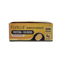 Forticoll Barrita de Chocolate de Proteína + Colágeno Naranja Caja 12 Unidades