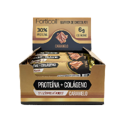 Forticoll Barrita de Chocolate de Proteína + Colágeno Caramelo Caja 12 Unidades