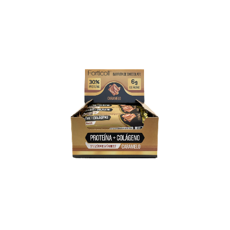 Forticoll Barrita de Chocolate de Proteína + Colágeno Caramelo Caja 12 Unidades