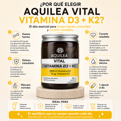 infografia Aquilea Vital Vitamina D3 + K2 90 Cápsulas