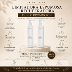 infografia Arturo Alba Limpiadora Espumosa Recuperadora 200ml + 200ml Duplo Promoción