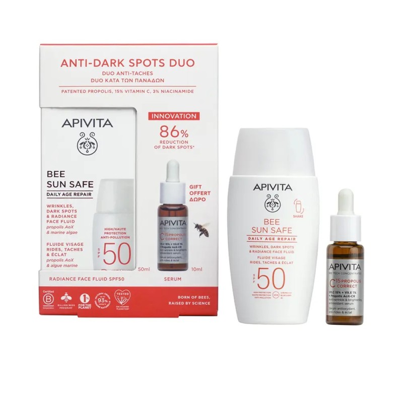 Apivita Bee Sun Safe Daily Age Repair SPF50 50ml + Serum c15 Correct 10ml Apivita Bee Sun Safe Daily Age Repair SPF50 50ml + Serum c15 Correct 10ml