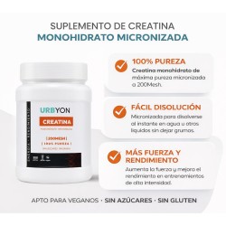 Urbyon Creatina Monohidrato Micronizada 200 Mesh 500g 166 Dosis