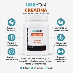 Urbyon Creatina Monohidrato Micronizada 200 Mesh 500g 166 Dosis