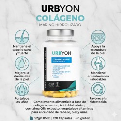 Urbyon Colágeno Marino Hidrolizado Ácido Hialurónico Coenzima Q10 120 Cápsulas