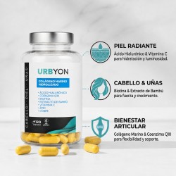 Urbyon Colágeno Marino Hidrolizado Ácido Hialurónico Coenzima Q10 120 Cápsulas