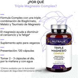 Nutralie Triple Magnesio Complex Bisglicinato + Malato + Taurato 120 Cápsulas