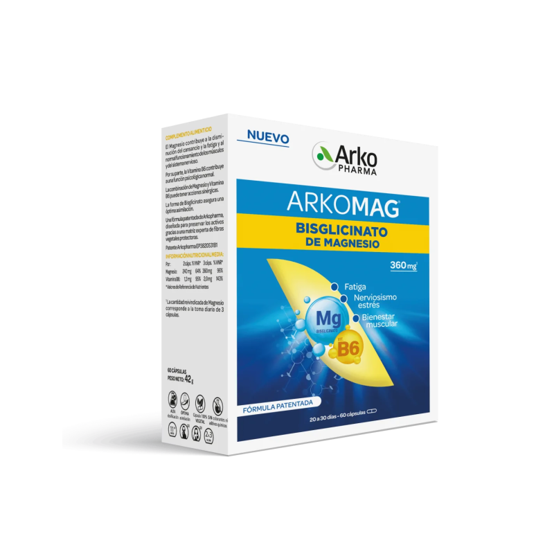 Arkomag bisglicinato de magnesio + b6 60 Cápsulas Arkomag bisglicinato de magnesio + b6 60 Cápsulas